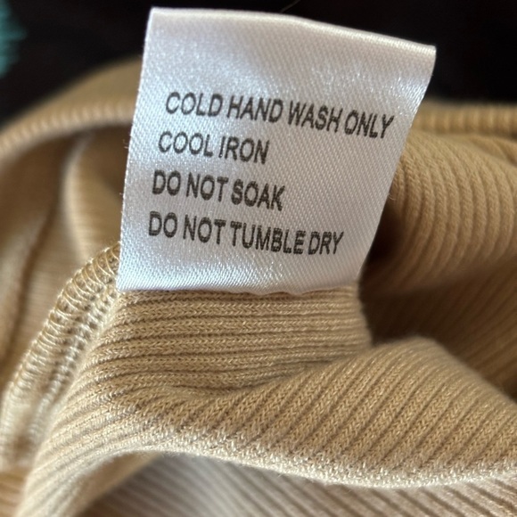 Princess Polly Long Sleeved Ribbed Front Cutout Camel Mini Dress - Picture 7 of 7